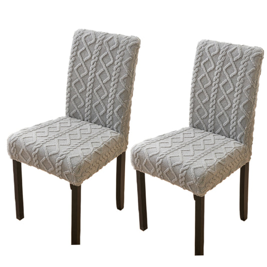 2Pcs Jacquard Chair Cover Universal Fitted Chair Cover Protector Grey
