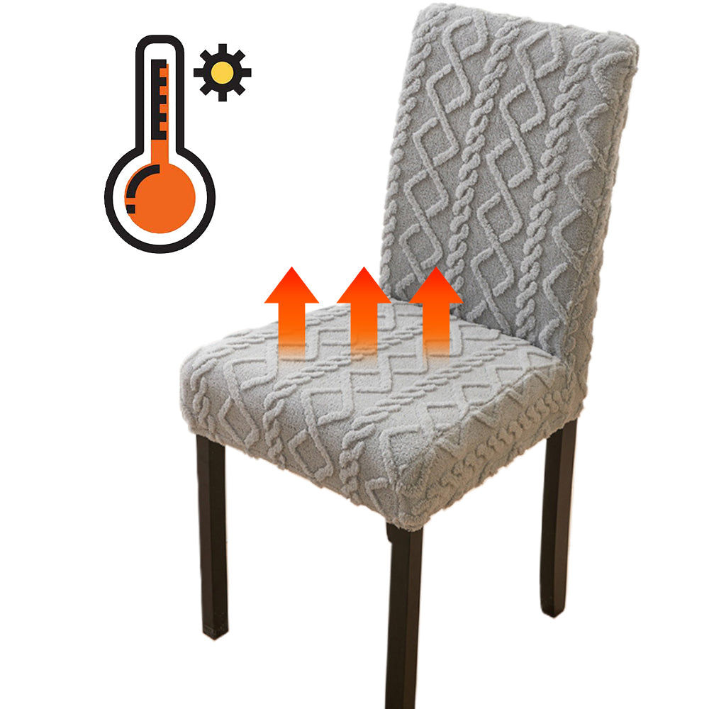 4Pcs Jacquard Chair Cover Universal Fitted Chair Cover Protector Grey