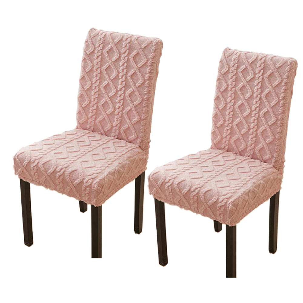 2Pcs Jacquard Chair Cover Universal Fitted Chair Cover Protector Pink