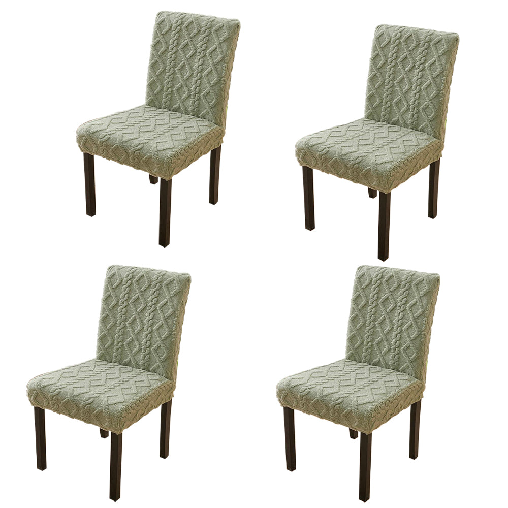 4Pcs Jacquard Chair Cover Universal Fitted Chair Cover Protector Green