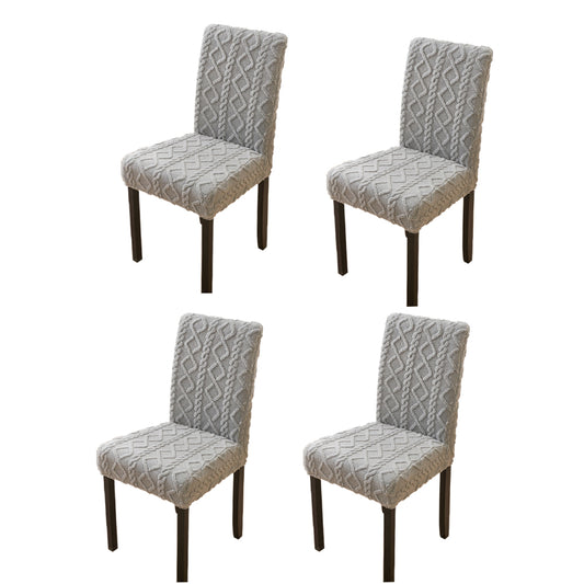 4Pcs Jacquard Chair Cover Universal Fitted Chair Cover Protector Grey