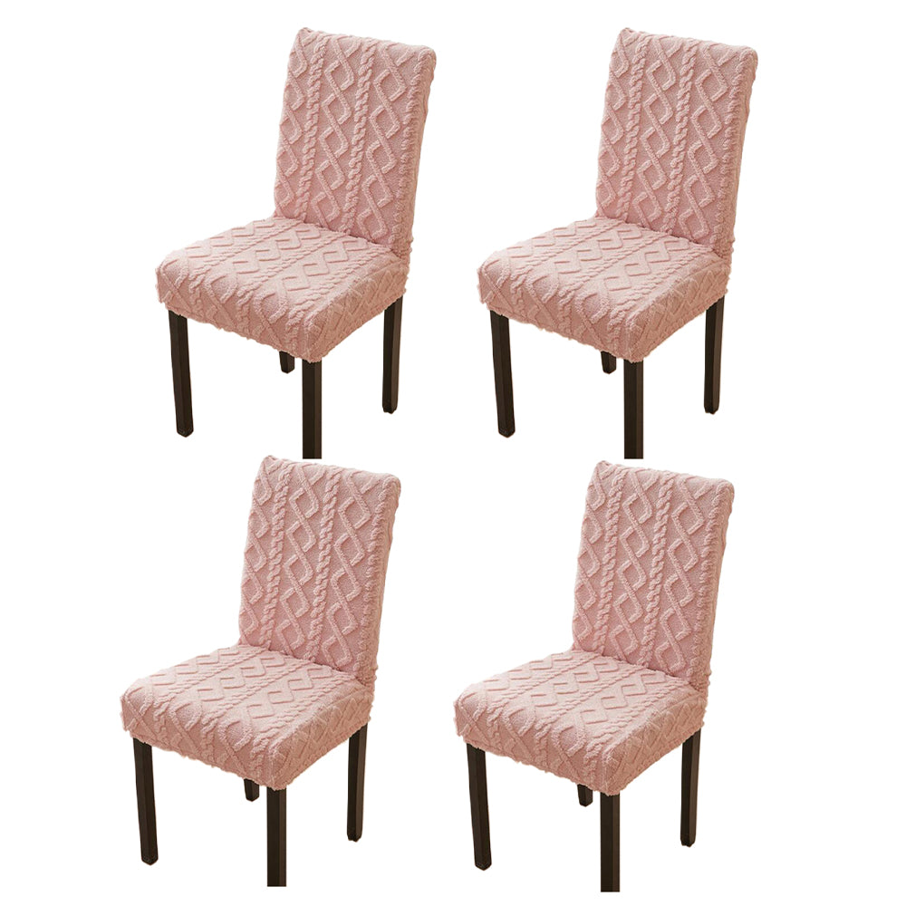 4Pcs Jacquard Chair Cover Universal Fitted Chair Cover Protector Pink