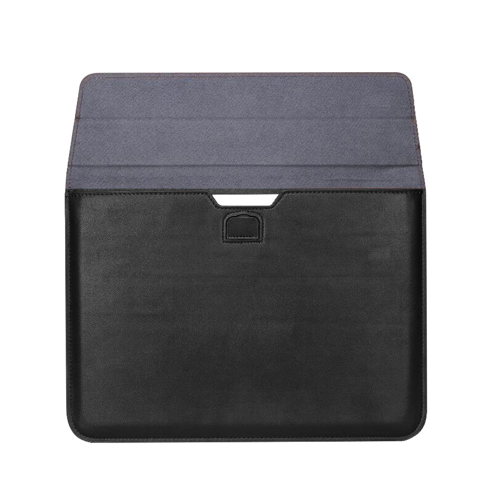 PU Leather Sleeve Case Pouch Laptop Bag with Stand for Macbook 15 inches Black