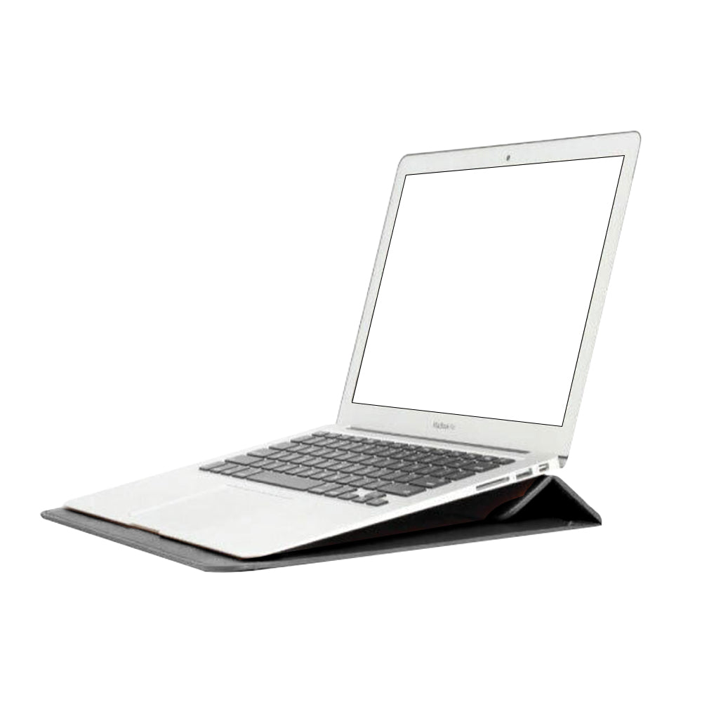 PU Leather Sleeve Case Pouch Laptop Bag with Stand for Macbook 15 inches Black