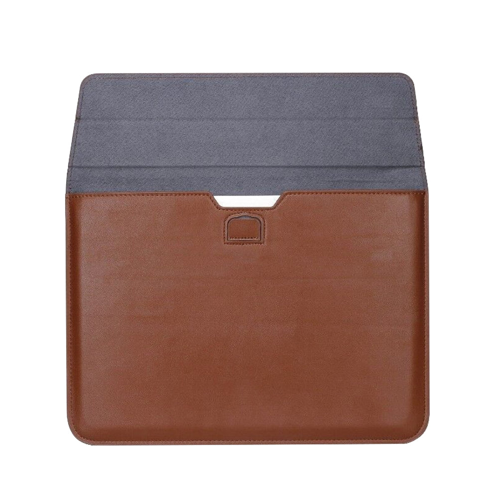 PU Leather Sleeve Case Pouch Laptop Bag with Stand for Macbook 15 inches Brown