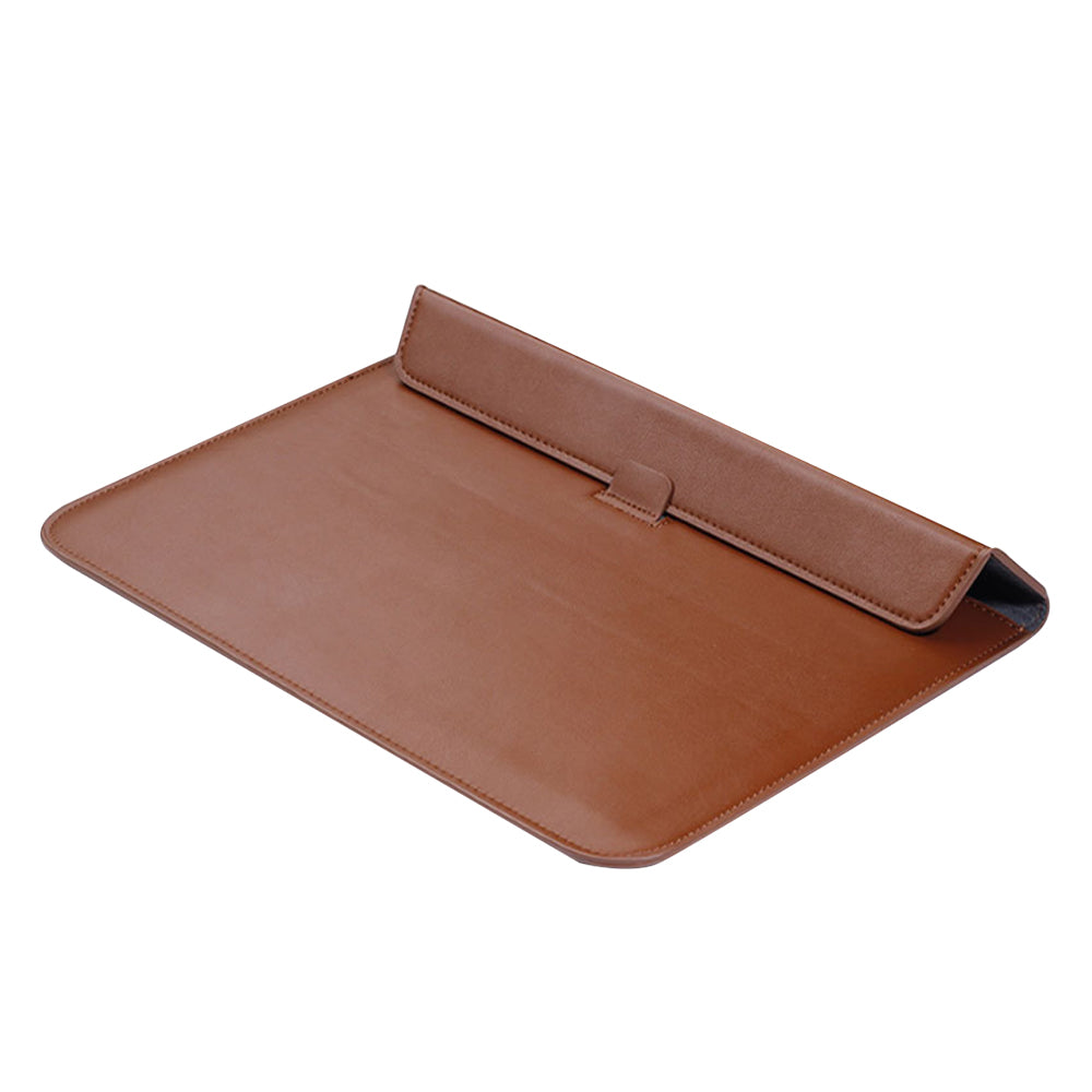 PU Leather Sleeve Case Pouch Laptop Bag with Stand for Macbook 15 inches Brown