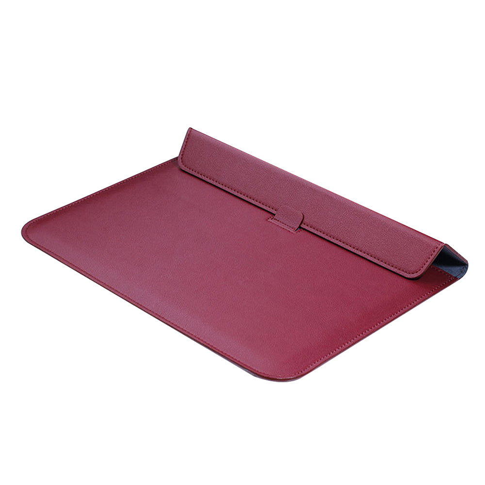 PU Leather Sleeve Case Pouch Laptop Bag with Stand for Macbook 15 inches Red