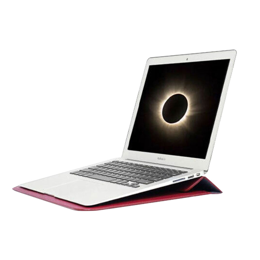 PU Leather Sleeve Case Pouch Laptop Bag with Stand for Macbook 15 inches Red