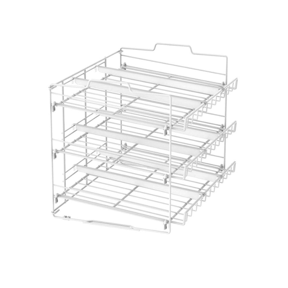 3-Tier Kitchen Can Rack Organizer Stackable Can Storage Dispenser White