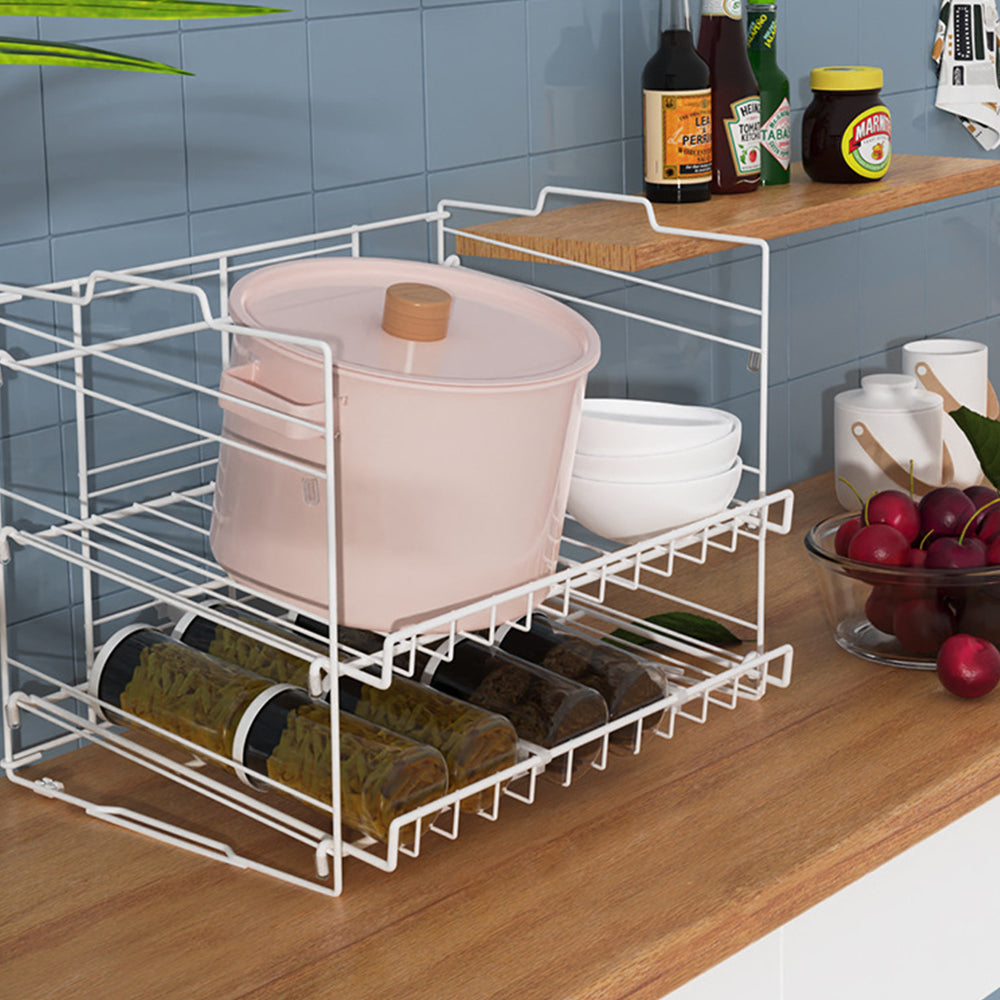 3-Tier Kitchen Can Rack Organizer Stackable Can Storage Dispenser White