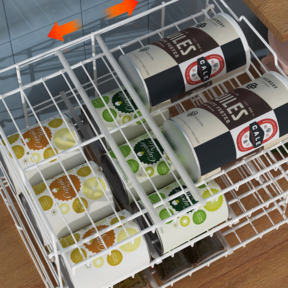 3-Tier Kitchen Can Rack Organizer Stackable Can Storage Dispenser White