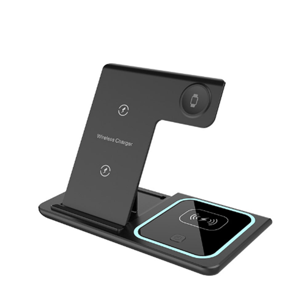 3-in-1 Wireless Charger Fast Charging Dock for iPhone/Apple Watch/AirPods Black
