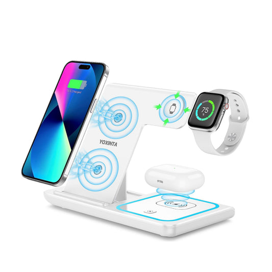 3-in-1 Wireless Charger Fast Charging Dock for iPhone/Apple Watch/AirPods White