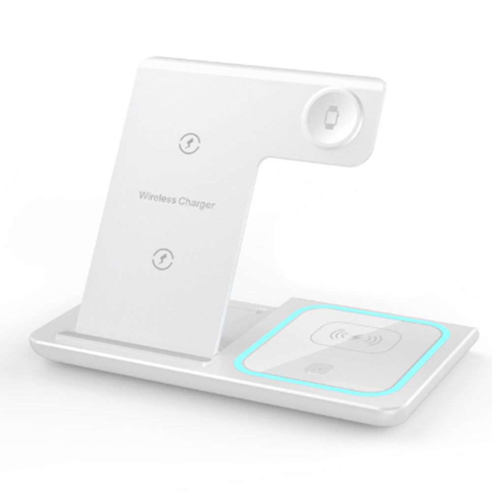 3-in-1 Wireless Charger Fast Charging Dock for iPhone/Apple Watch/AirPods White
