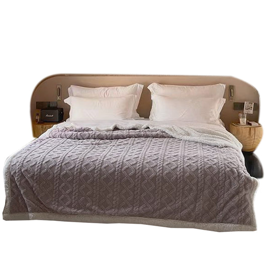 150x200cm Reversible Plush Thickened Imitation Cashmere Throw Blanket Grey