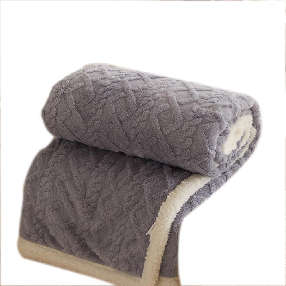 150x200cm Reversible Plush Thickened Imitation Cashmere Throw Blanket Grey