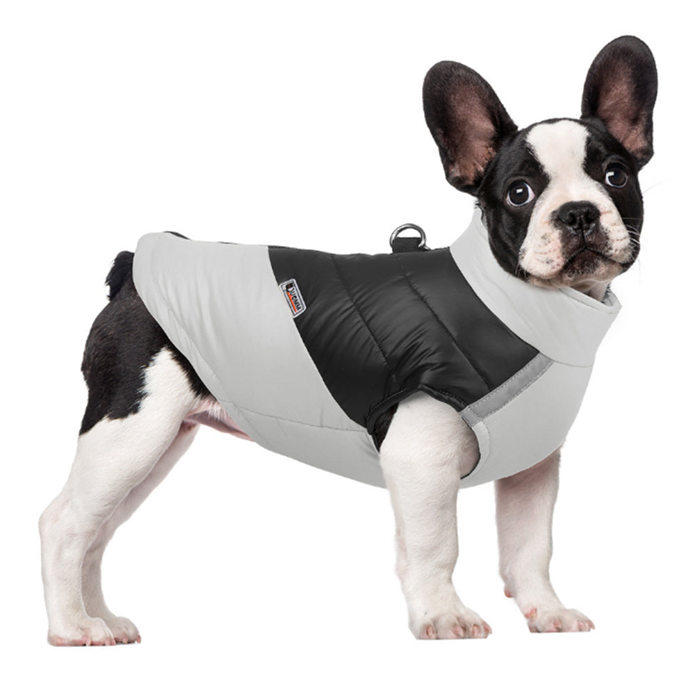 Winter Warm Puppy Dog Water-resistant Vest Jacket Reflective Padded Grey L