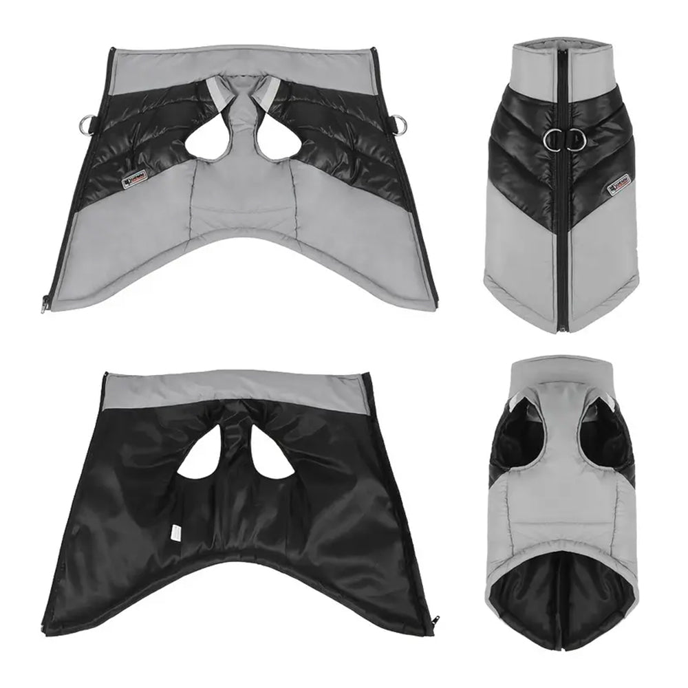 Winter Warm Puppy Dog Water-resistant Vest Jacket Reflective Padded Grey L