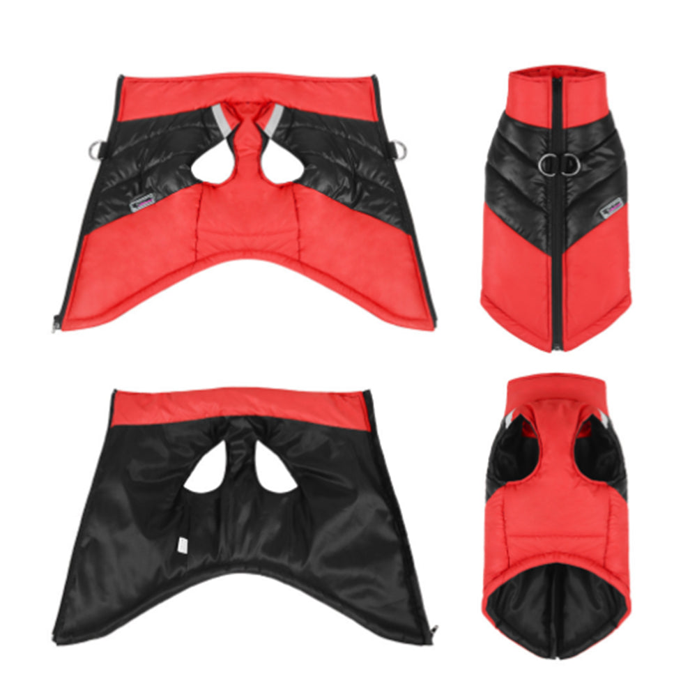 Winter Warm Puppy Dog Water-resistant Vest Jacket Reflective Padded Red 2XL