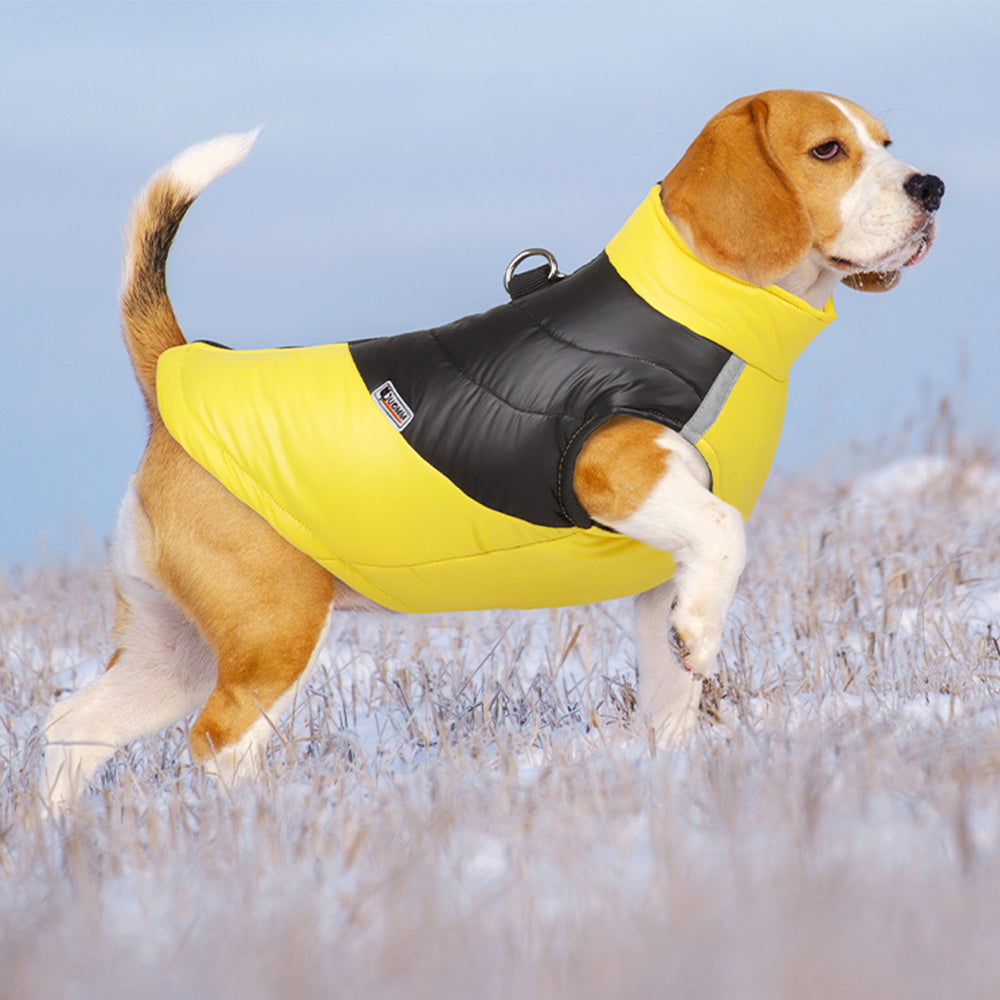 Winter Warm Puppy Dog Water-resistant Vest Jacket Reflective Padded Yellow 4XL