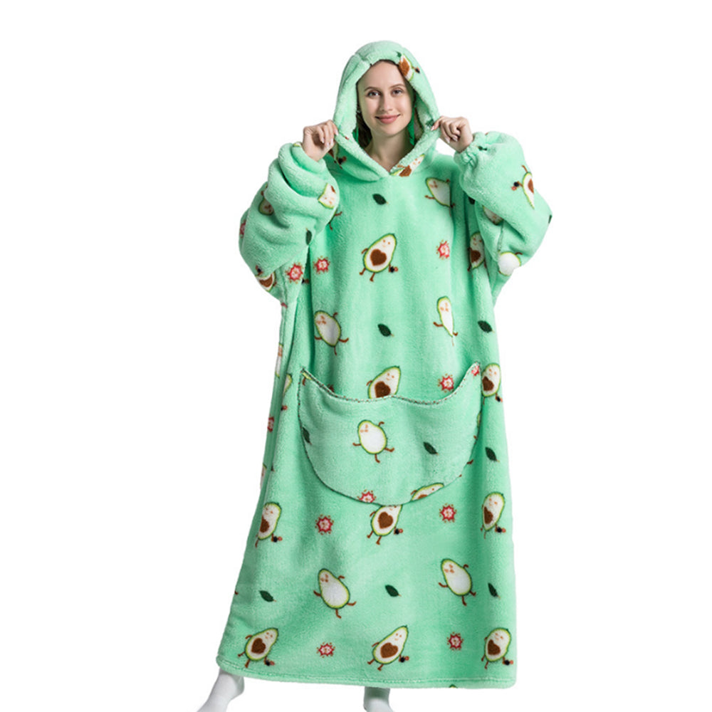 Extra Long Wearable Blanket Hoodie With Big Pocket for Adults Avocado