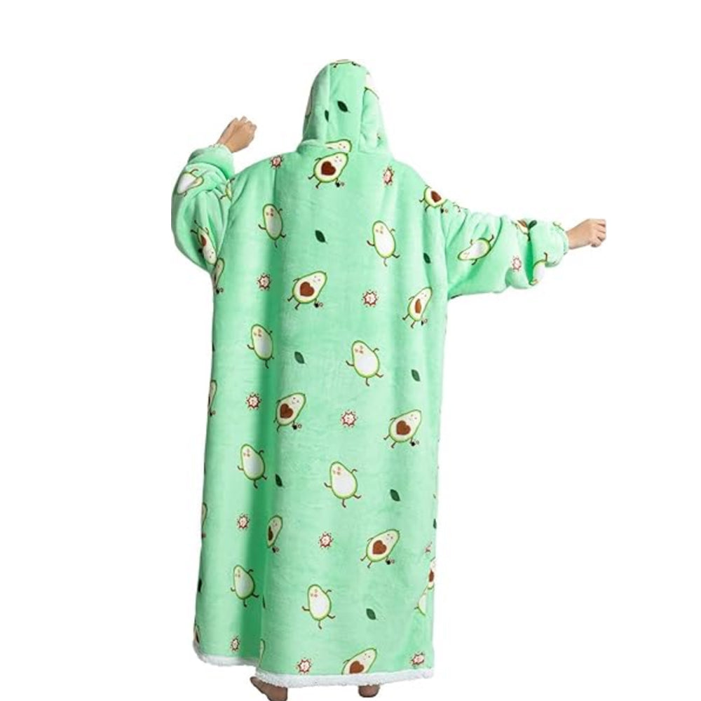 Extra Long Wearable Blanket Hoodie With Big Pocket for Adults Avocado