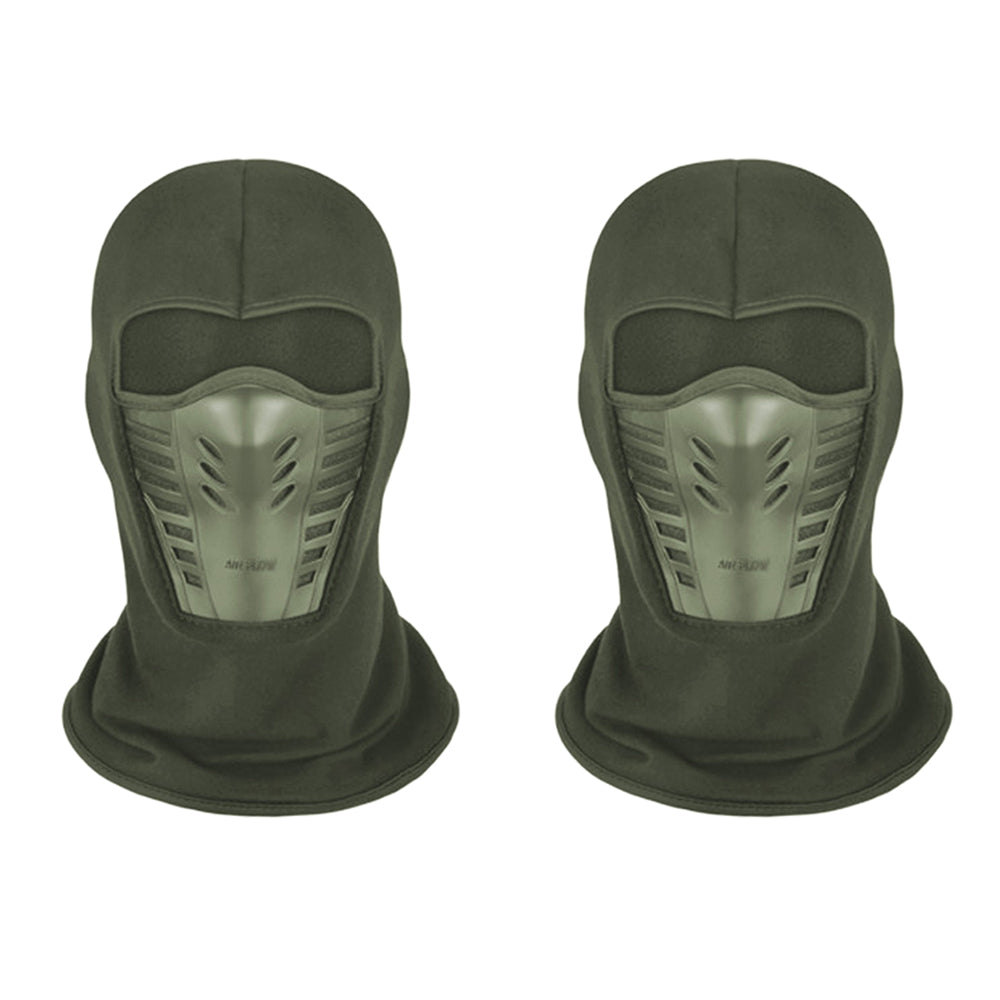 2Pcs Motorcycle Thermal Face Mask Balaclava Ski Mask Army Green