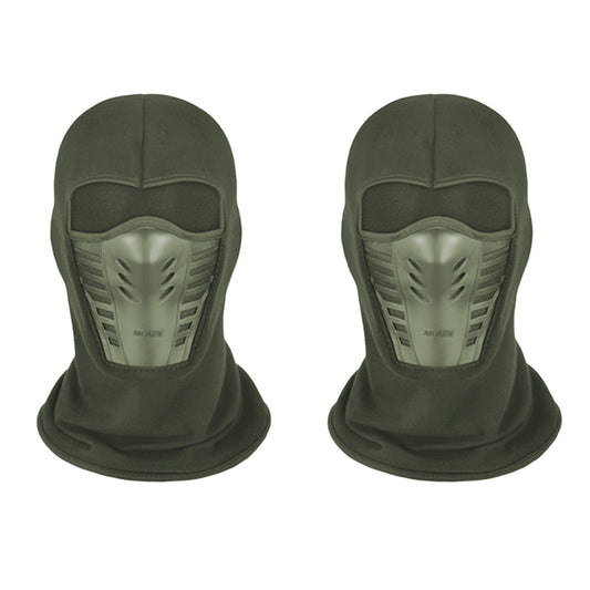 2Pcs Motorcycle Thermal Face Mask Balaclava Ski Mask Army Green
