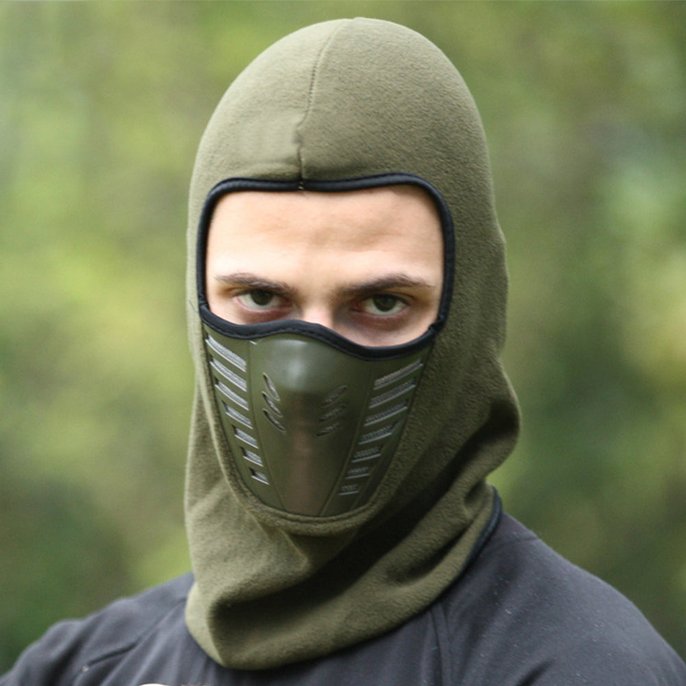 2Pcs Motorcycle Thermal Face Mask Balaclava Ski Mask Army Green