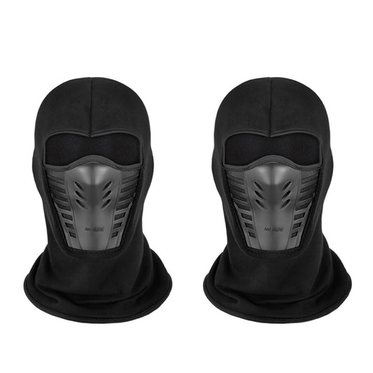 2Pcs Motorcycle Thermal Face Mask Balaclava Ski Mask Black