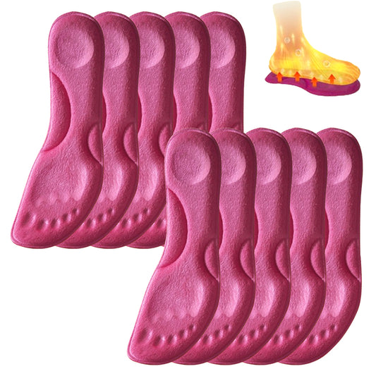 5 Pairs Memory Foam Constant Temperature Heated Insoles Pink EU45-46
