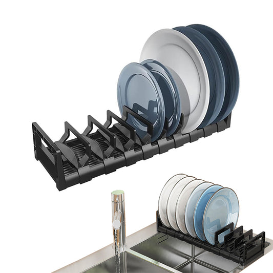 Aluminum Adjustable Cabinet Dish Drainer Storage Shelf with Removable Card Slot