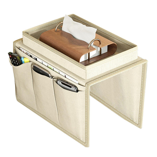 Couch Storage Bag Sofa Armrest Organizer Storage With 4 Pockets Beige