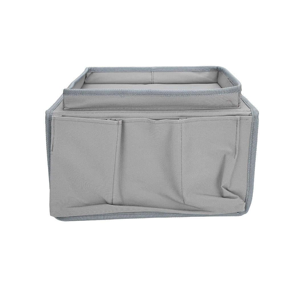 2Pcs Couch Storage Bag Sofa Armrest Organizer Storage With 4 Pockets Grey