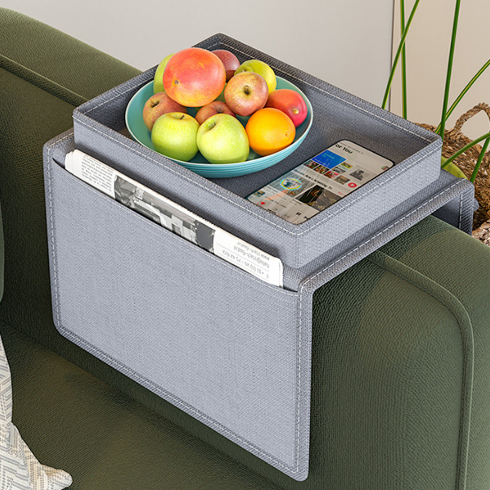 2Pcs Couch Storage Bag Sofa Armrest Organizer Storage With 4 Pockets Grey