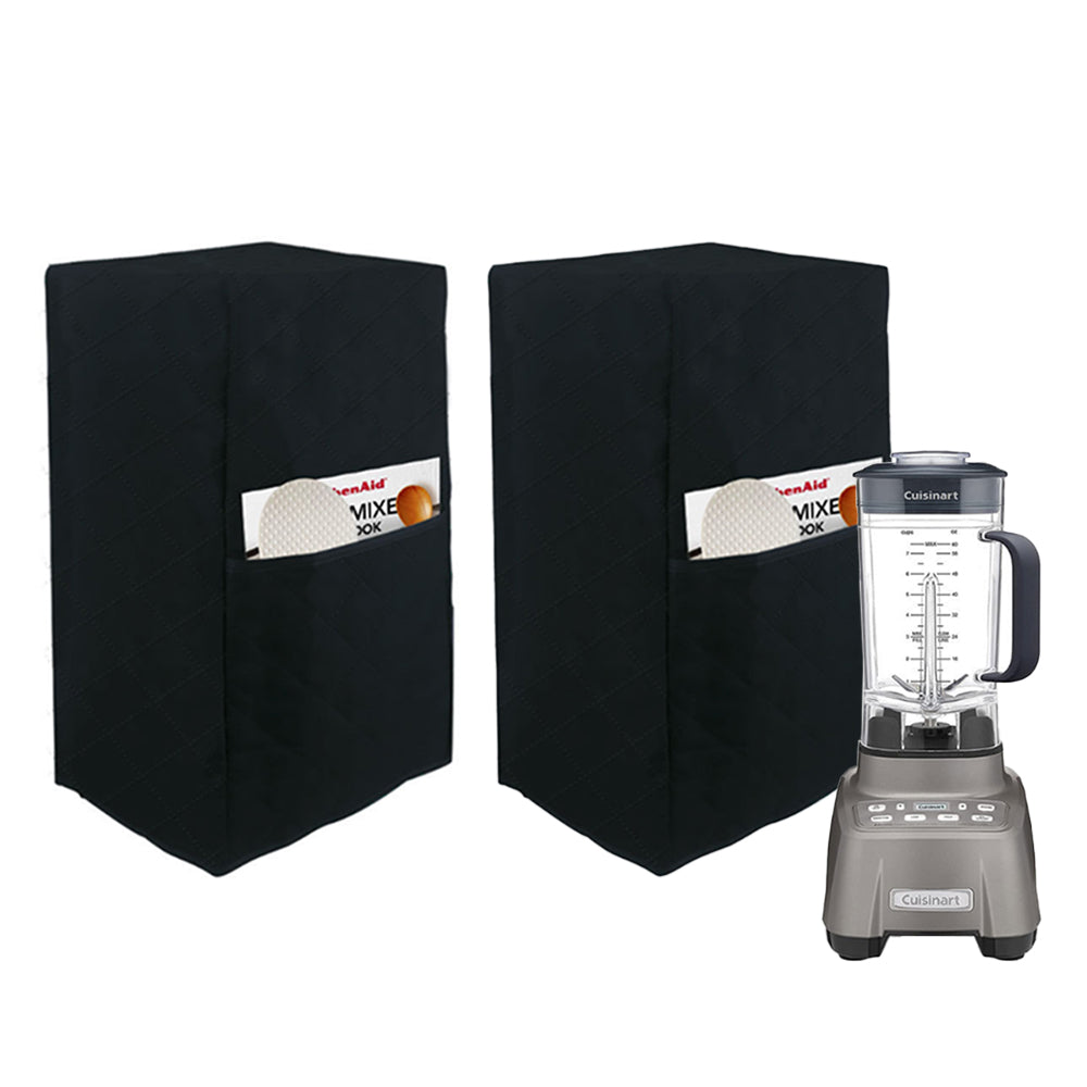 2Pcs 23x18x42cm Black Blender Dust Cover with Accessory Pocket