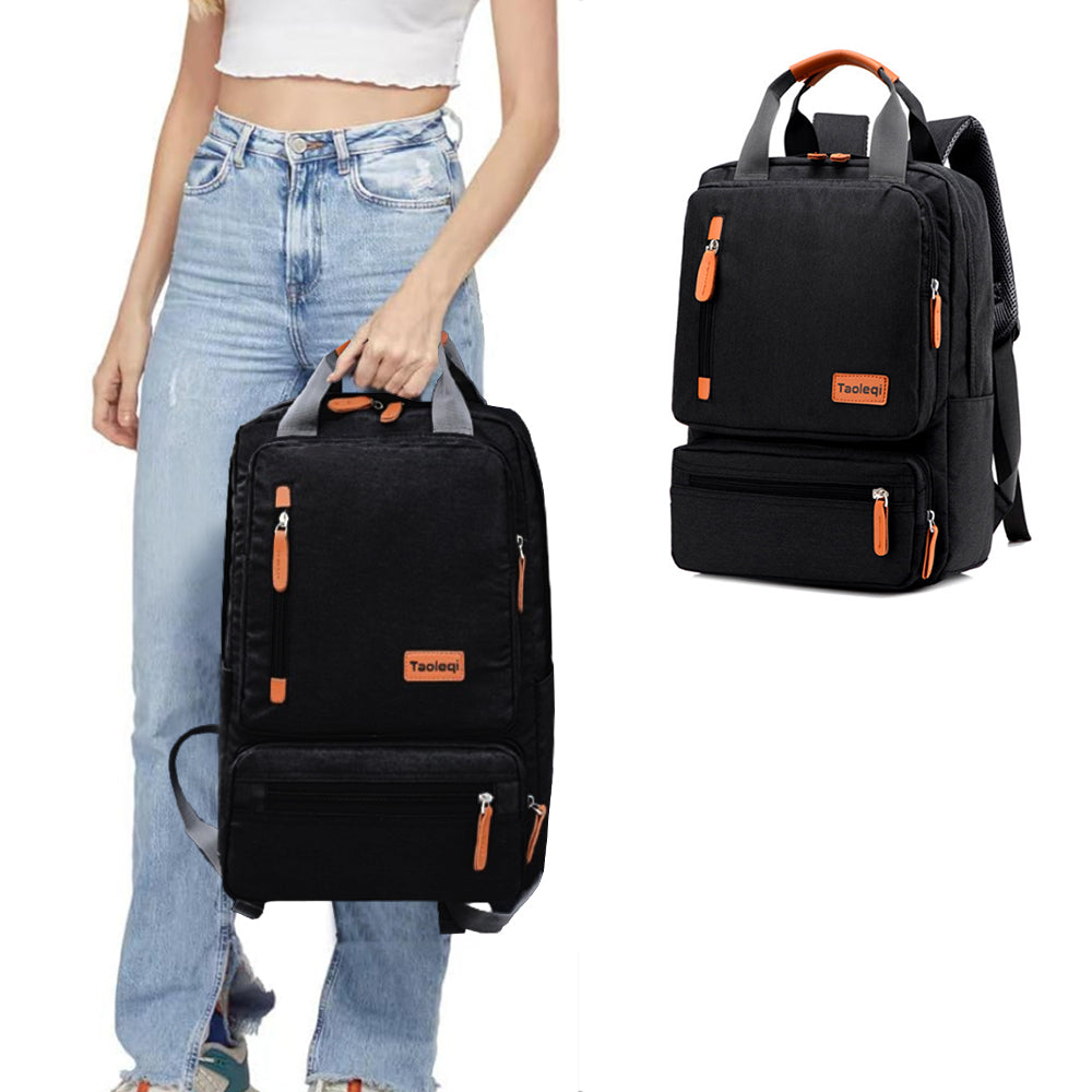 Men Large Capacity Canvas Laptop Backpack School Travel Bag Black