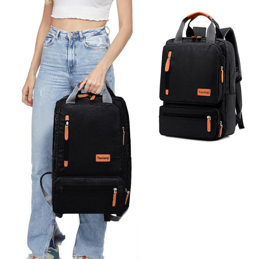 Men Large Capacity Canvas Laptop Backpack School Travel Bag Black