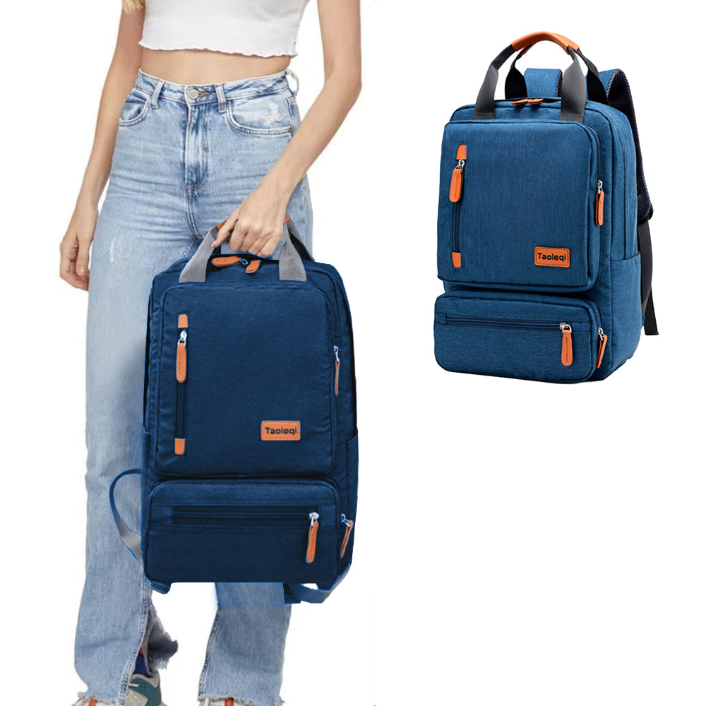 Men Large Capacity Canvas Laptop Backpack School Travel Bag Blue