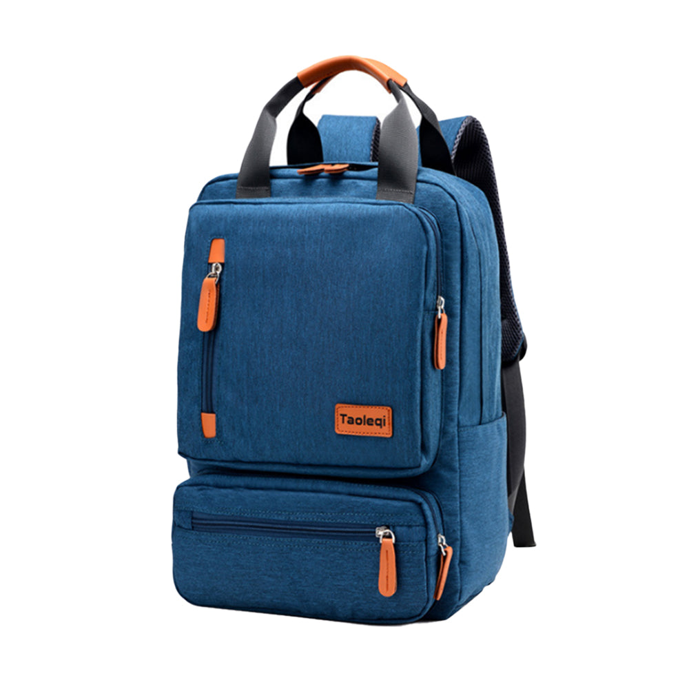 Men Large Capacity Canvas Laptop Backpack School Travel Bag Blue