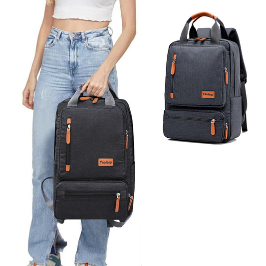 Men Large Capacity Canvas Laptop Backpack School Travel Bag Dark Grey