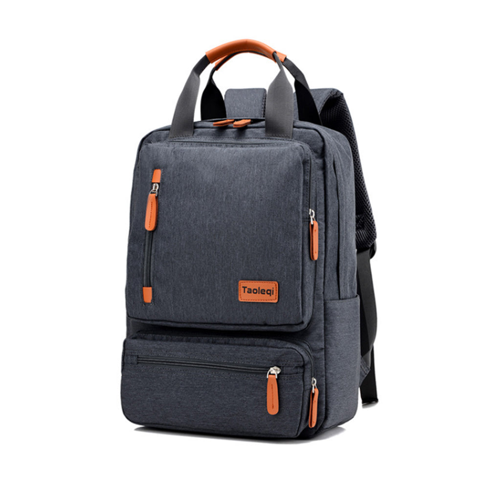 Men Large Capacity Canvas Laptop Backpack School Travel Bag Dark Grey