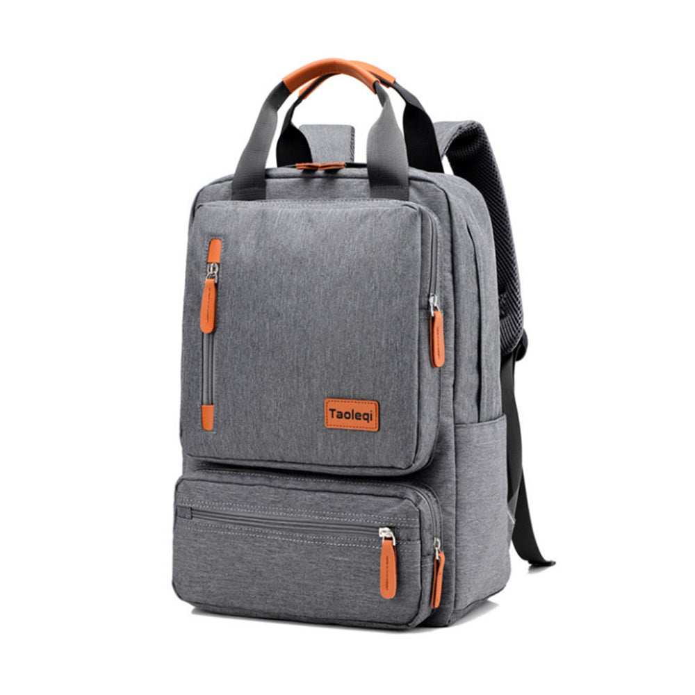 Men Large Capacity Canvas Laptop Backpack School Travel Bag Light Grey