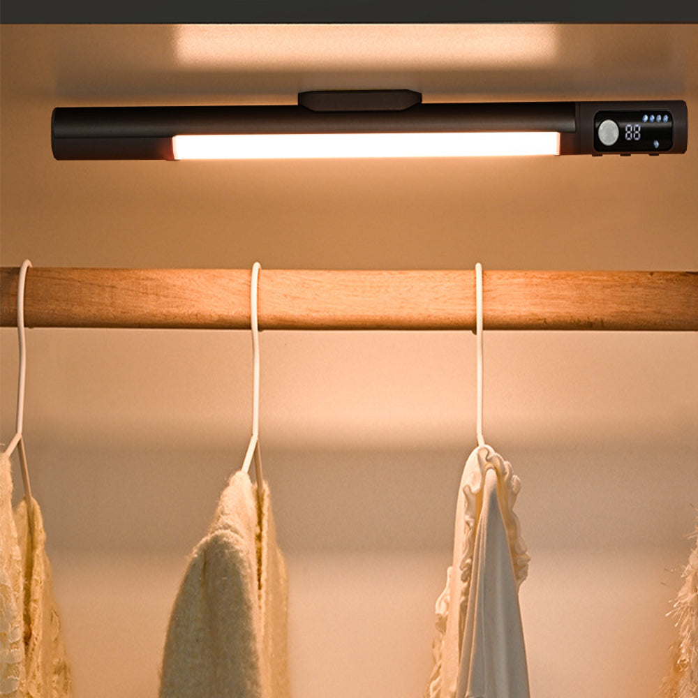 Magnetic Motion Sensor Light Bar Rechargeable with 3 Adjustable Colors Black