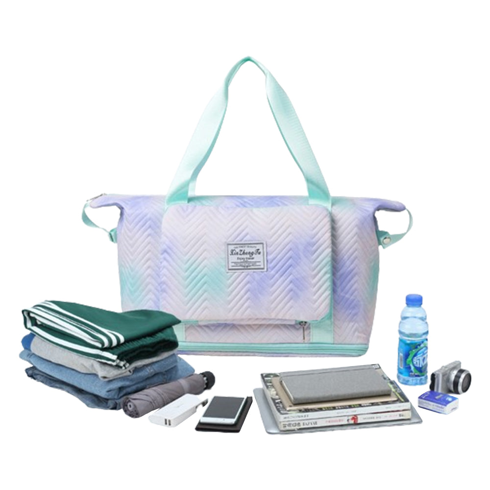 Gradient Color Expandable Large-Capacity Travel Bag Foldable Duffle Bag Green