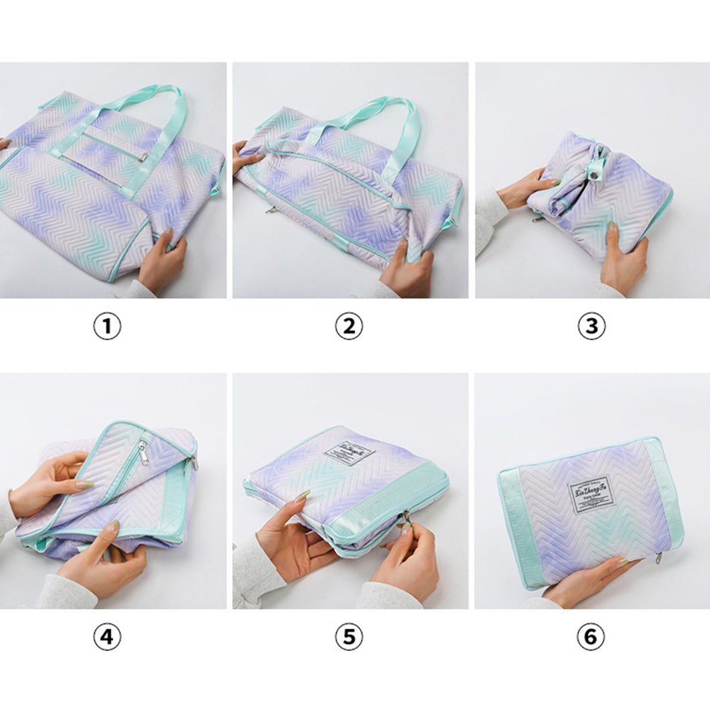 Gradient Color Expandable Large-Capacity Travel Bag Foldable Duffle Bag Green