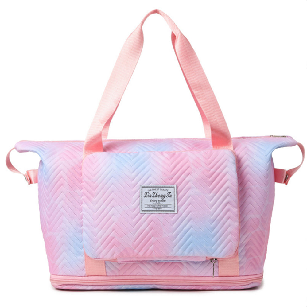 Gradient Color Expandable Large-Capacity Travel Bag Foldable Duffle Bag Pink