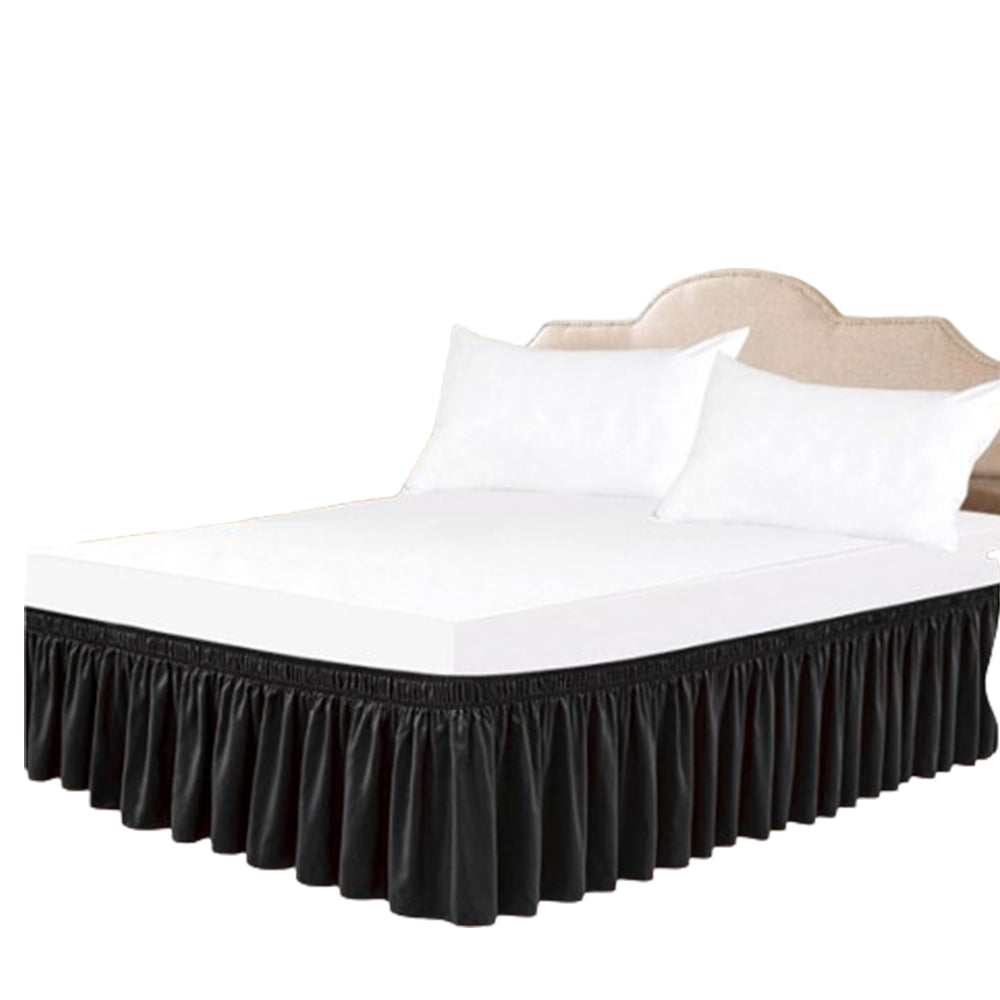 100x200cm Wrap Around Hollow Bed Skirt with Adjustable Elastic Belt Black