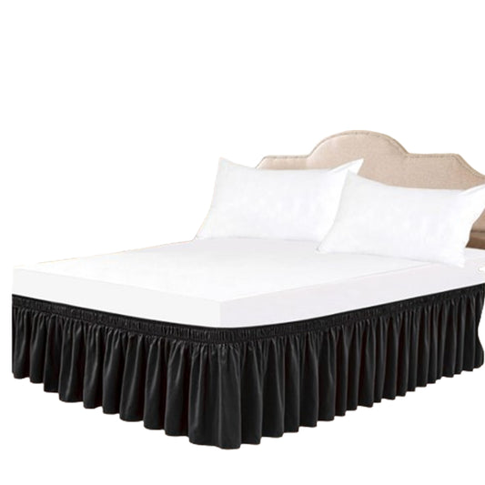 200x200cm Wrap Around Hollow Bed Skirt with Adjustable Elastic Belt Black