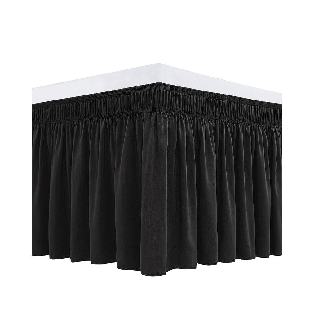 150x200cm Wrap Around Hollow Bed Skirt with Adjustable Elastic Belt Black